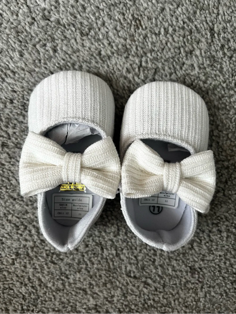 SHEIN Baby Girl Ivory Knit Bow Flats - Size 2.5-3